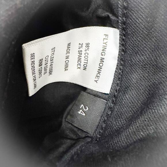 Flying Monkey Black Flare Distressed Ripped Hem Wide Leg Denim Jeans Size 24 - Picture 6 of 7